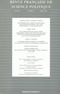 Vivien-A Schmidt et  Collectif - Revue française de science politique Volume 49 N° 1, Février 1999 : .