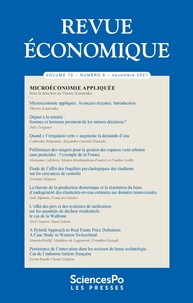 David Margolis - Revue économique Volume 72 N° 6, novembre 2021 : Microéconomie appliquée.