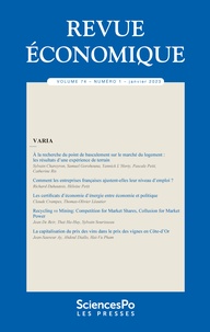 David Margolis - Revue économique Volume 74 n° 1, janvier 2023 : Varia.