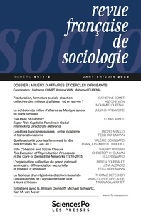 Catherine Comet et Antoine Vion - Revue française de sociologie N° 64-1/2, janvier-juin 2023 : Milieux d'affaires et cercles dirigeants.