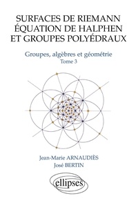 José Bertin et Jean-Marie Arnaudiès - Groupes, algèbres et géometrie - Tome 3, Surfaces de Riemann, équation de Halphen et groupes polyédraux.