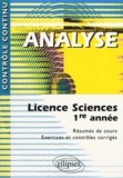 Alain Mignotte et Josiane Nervi - Analyse - Licence Sciences 1ere année.