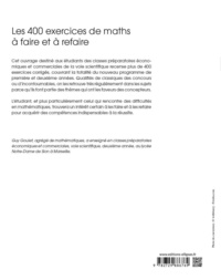 Les 400 exercices de maths à faire et à refaire pour réussir les concours d'entrée aux écoles de commerce ECS 1e et 2e années