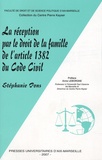 Stéphanie Pons - La réception par le droit de la famille de l'article 1382 du code civil.