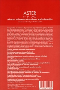 Aster N° 34/2002 Sciences, techniques et pratiques professionnelles