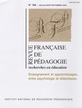  INRP - Revue française de pédagogie N° 168, Juillet-Août : Enseignement et apprentissages, entre psychologie et didactiques.