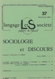 Josiane Boutet - Langage & société N° 37, Septembre 198 : Sociologie et discours.