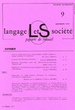 Josiane Boutet et Didier Demazière - Langage & société N° 9, Septembre 1979 : .