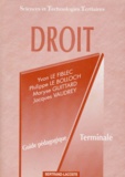 Jacques Vaudrey et Yvon Le Fiblec - Droit Terminale Stt. Guide Pedagogique.