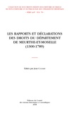 Jean Coudert - Les rapports et déclarations des droits du département de Meurthe-et-Moselle (1300-1789).