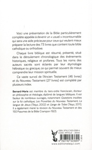 Présentation des 73 livres de la Bible. Ancien Testament (46) et Nouveau Testament (27)