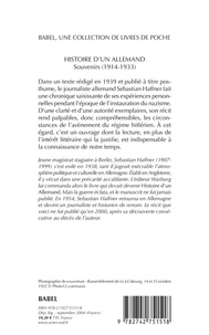 Histoire d'un Allemand. Souvenirs 1914-1933  édition revue et augmentée