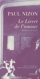 Paul Nizon - Le Livret de l'amour - Journal 1973-1979.