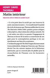 Matin intérieur. Et autres textes de jeunesse