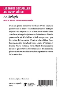 Libertés sexuelles au XVIIIe siècle. Anthologie