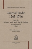 Pierre-Etienne Bourgeois de Boynes - Journal inédit 1765-1766 - Suivi du Mémoire remis par le duc de Choiseul au roi Louis XV (1765).