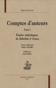 Etienne Brunet - Comptes d'auteurs - Tome 1, Etudes statistiques, de Rabelais à Gracq. 1 DVD