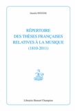 Danièle Pistone - Répertoire des thèses françaises relatives à la musique (1810-2011).