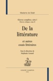  Madame de Staël - Oeuvres complètes, série 1 - Oeuvres critiques Tome 2, De la littérature et autres essais littéraires.
