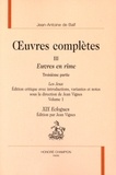 Jean-Antoine de Baïf - Oeuvres complètes - Tome 3, Euvres en rime 3e partie, Les Jeux Volume 1, XIX Eclogues.