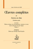 Jean-Antoine de Baïf - Oeuvres complètes - Tome 4, Euvres en rime 3e partie, Les Jeux Volume 2, Antigone.