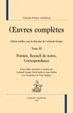 Claude-Adrien Helvétius - Oeuvres complètes - Tome 3, Poésies, recueil de notes, correspondance.