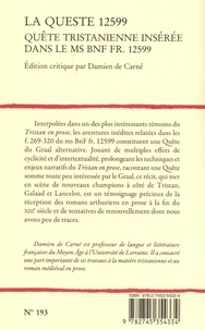 La queste 12599. Quête tristanienne insérée dans le ms BnF fr. 12599