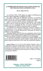 La Fédération de France de l'Union Syndicale des Travailleurs Algériens (USTA). FLN contre USTA