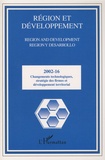 Mohamed Benlahcen Tlemçani - Région et Développement N° 16-2002 : Changements technologiques, stratégies des firmes et développement territorial.