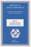 Henri-François Henner - Région et Développement N° 17-2003 : Libéralisation, diffusion technologique et inégalités régionales de développement.