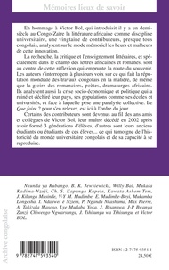Littérature francophone, Université et société au Congo-Zaïre. Hommage à Victor Bol