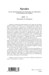 Savoirs N° 9, 2005 Territoires et formation