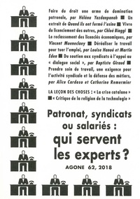 Baptiste Giraud et Marion Rabier - Agone N° 62, 2018 : Patronat, syndicats ou salariés : qui servent les experts ?.