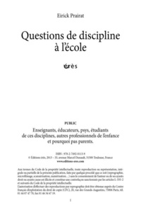 Questions De Discipline A L'Ecole Et Ailleurs