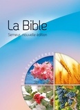  Excelsis - La Bible version semeur 2015 avec couverture rigide bleue et rose illustrée.