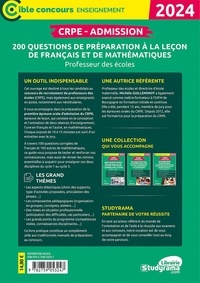 CRPE-Admission 200 questions de préparation à la leçon de français et de mathématiques  Edition 2024