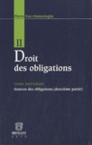 Pierre Van Ommeslaghe - Droit des obligations - Tome 2, Sources des obligations (deuxième partie).