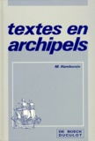 Maurice Hambursin - Textes En Archipels.