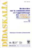  INRP - Didaskalia N° 13, Décembre 1998 : Didactique et formation professionnelle.