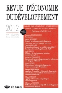 Patrick Guillaumont - Revue d'économie du développement N° 4, Décembre 2012 : Malaise dans l'évaluation : quelles leçons tirer de l'expérience du développement ? - Conférence AFD/EUDN 2012.