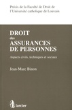 Jean-Marc Binon - Droit des assurances de personnes - Aspects civils, techniques et sociaux.