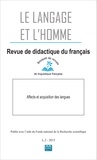 Françoise Berdal-Masuy et Jacqueline Pairon - Le Langage et l'Homme Volume 50 N° 2, 2015 : Affects et acquisition des langues.