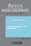 Constantin Salavastru - Revue internationale de philosophie N° 294/2020 : Quand philosopher, c'est questionner.