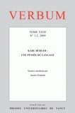 Janette Friedrich - Verbum Tome 31 N° 1-2, 2009 : Karl Bühler : une pensée du langage.