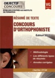 Charline Effah - Concours d'orthophoniste - Résumé de texte.