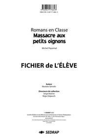 Mariette Semelin - Massacre aux petits oignons, Michel Piquemal - Fichier de l'élève.