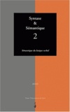  FRANCOIS JACQUES, CO - Syntaxe & Sémantique N° 2/2000 : Sémantique du lexique verbal.