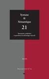 Chris Smith et Jeanne Vigneron-Bosbach - Syntaxe & Sémantique N° 21/2020 : Synonymie, polysémie et questions de sémantique lexicale.