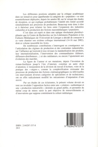 Production(s) du populaire. Colloque international de Limoges (14-16 mai 2002)