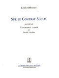 Louis Althusser et Patrick Hochart - Sur le Contrat Social - Précédé de Troublante clarté.